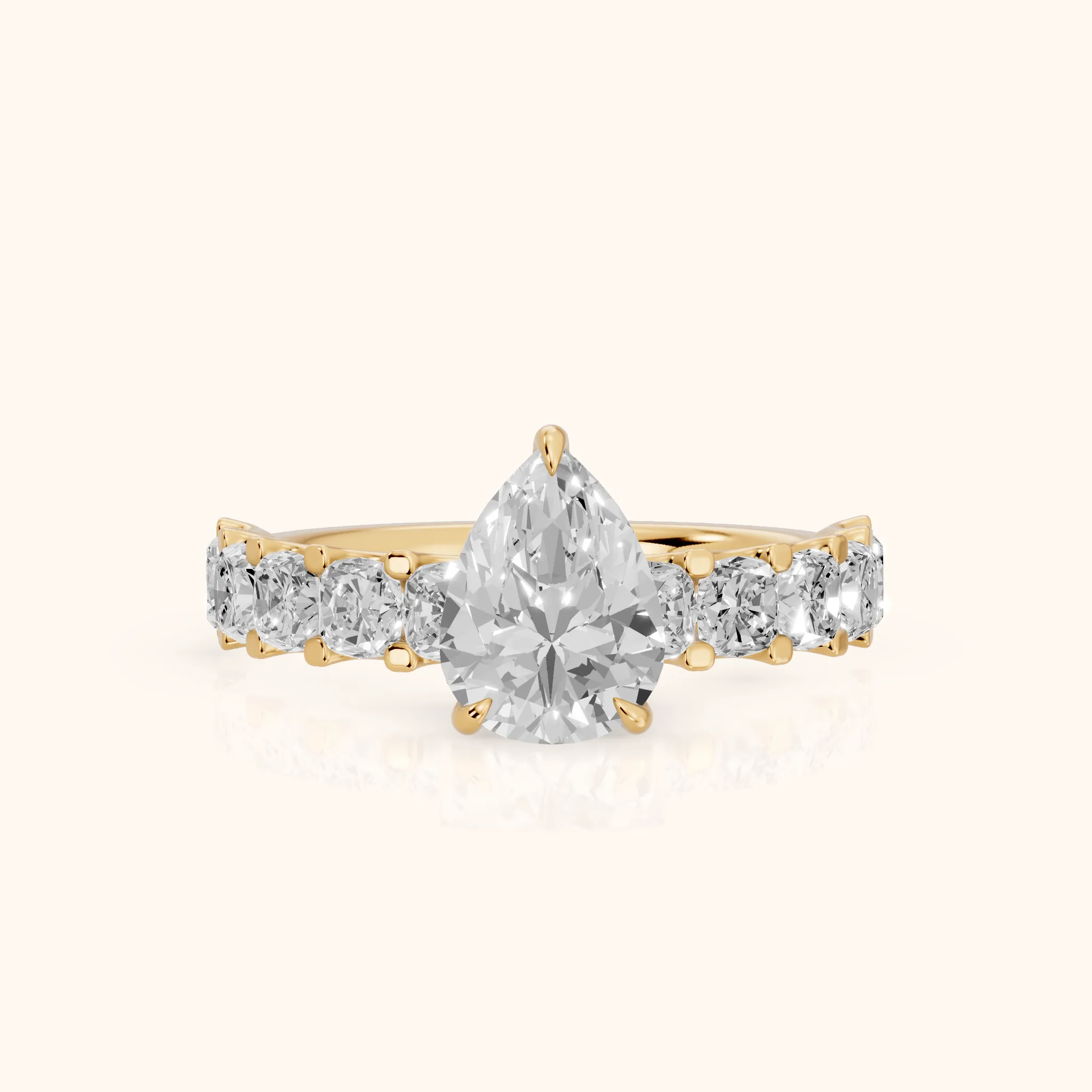 Katarina Statement Pavé Pear Diamond Engagement Ring in Yellow Gold — view 1