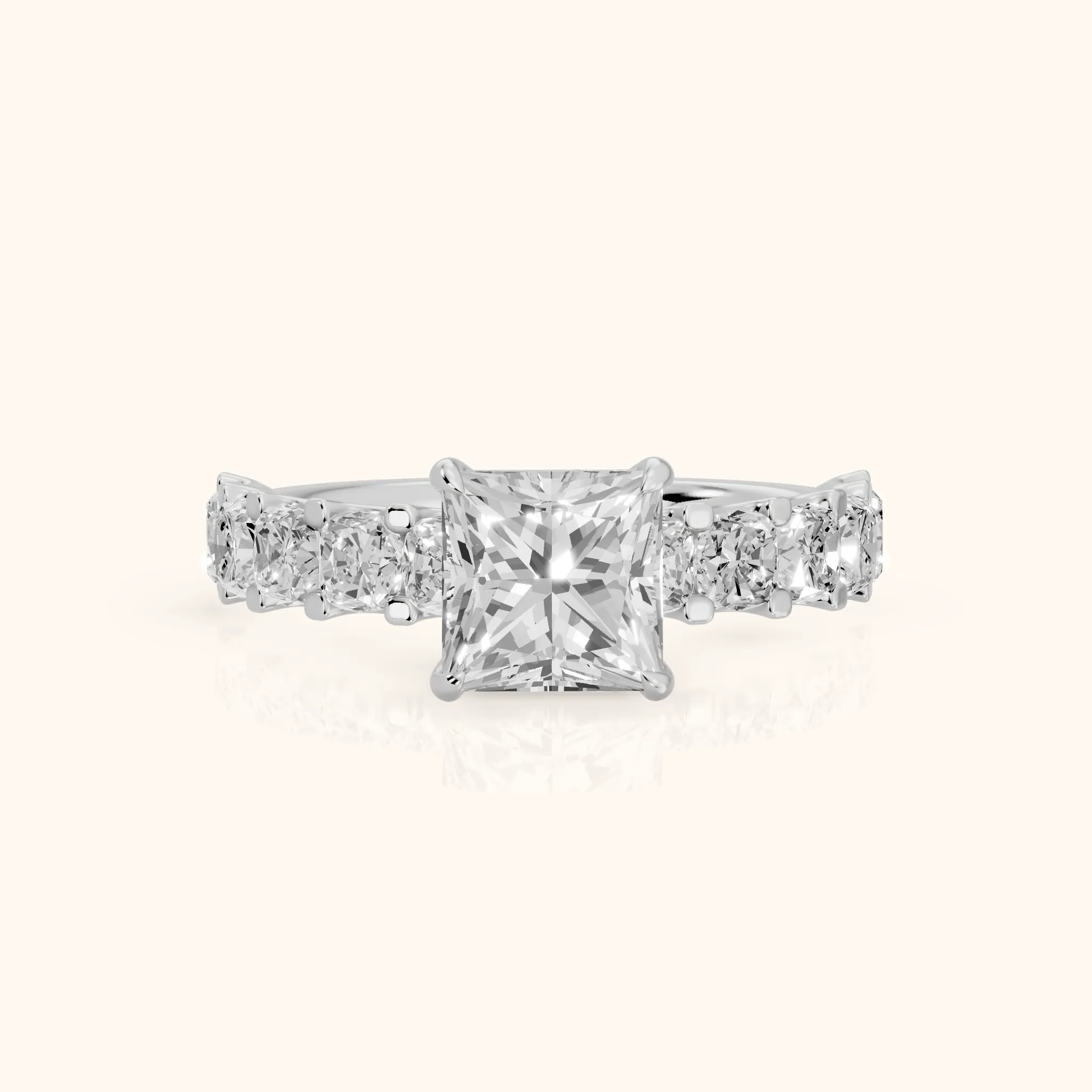 Katarina Statement Pavé Princess Diamond Engagement Ring in Silver — view 1