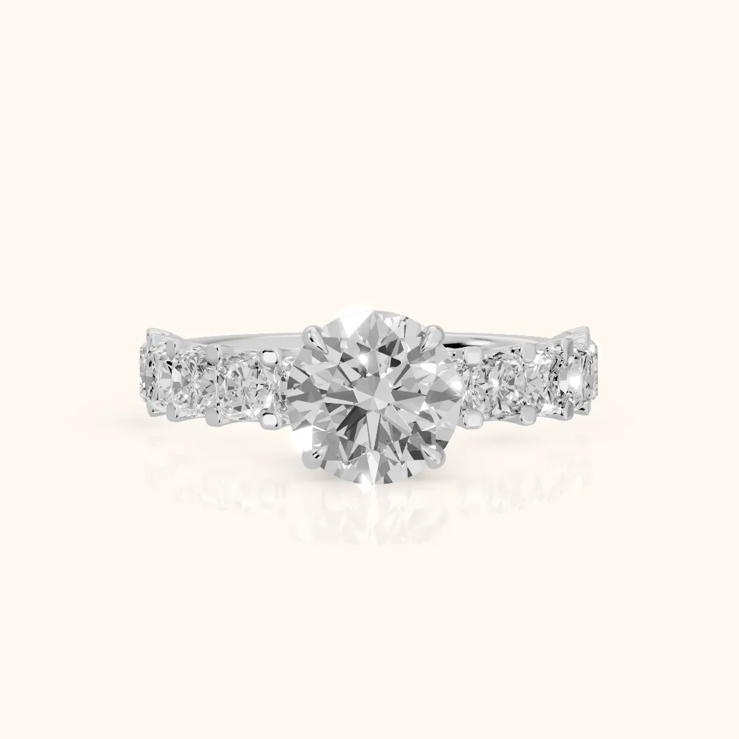 Katarina Statement Pavé Round Diamond Engagement Ring in White Gold — view 2