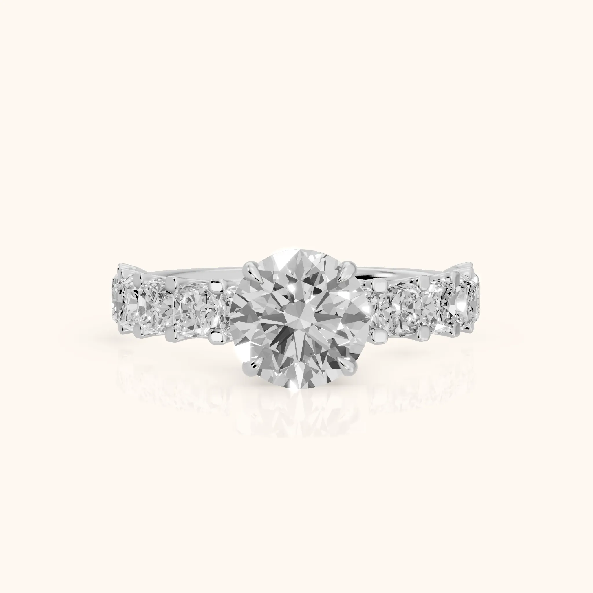 Katarina Statement Pavé Round Diamond Engagement Ring in White Gold — view 1