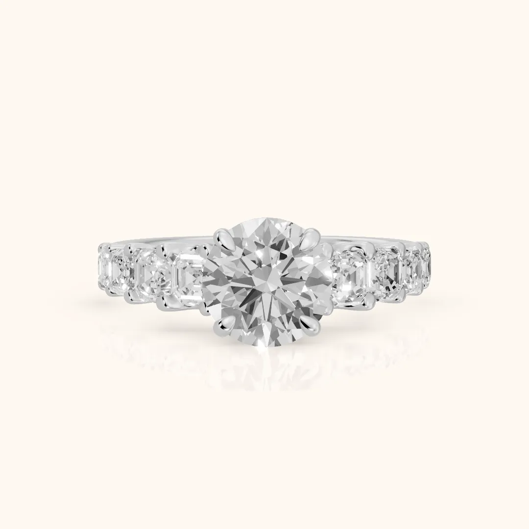Sonja Graduated Pavé Round Diamond Engagement Ring in Platinum — view 2