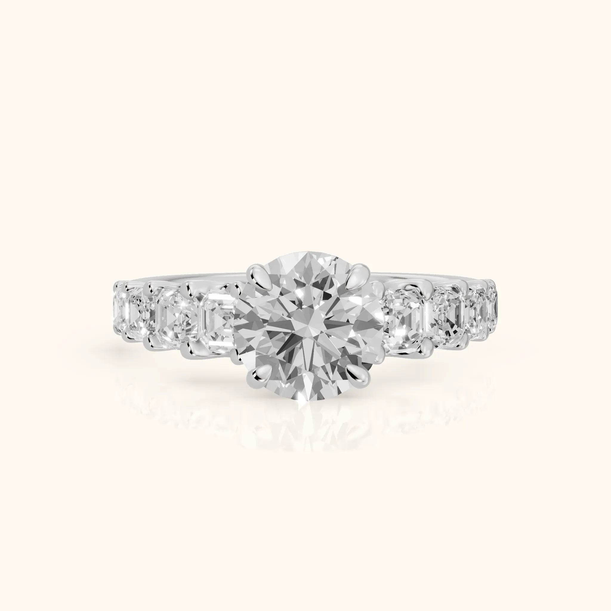 Sonja Graduated Pavé Round Diamond Engagement Ring in Platinum — view 1