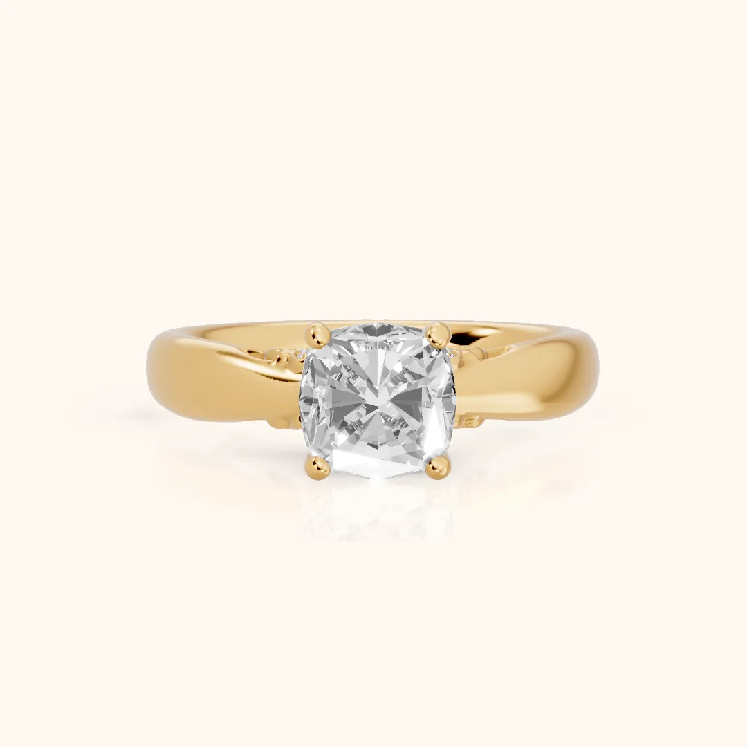 Vanessa Cathedral Cushion Diamond Engagement Ring in Yellow Gold — view 2