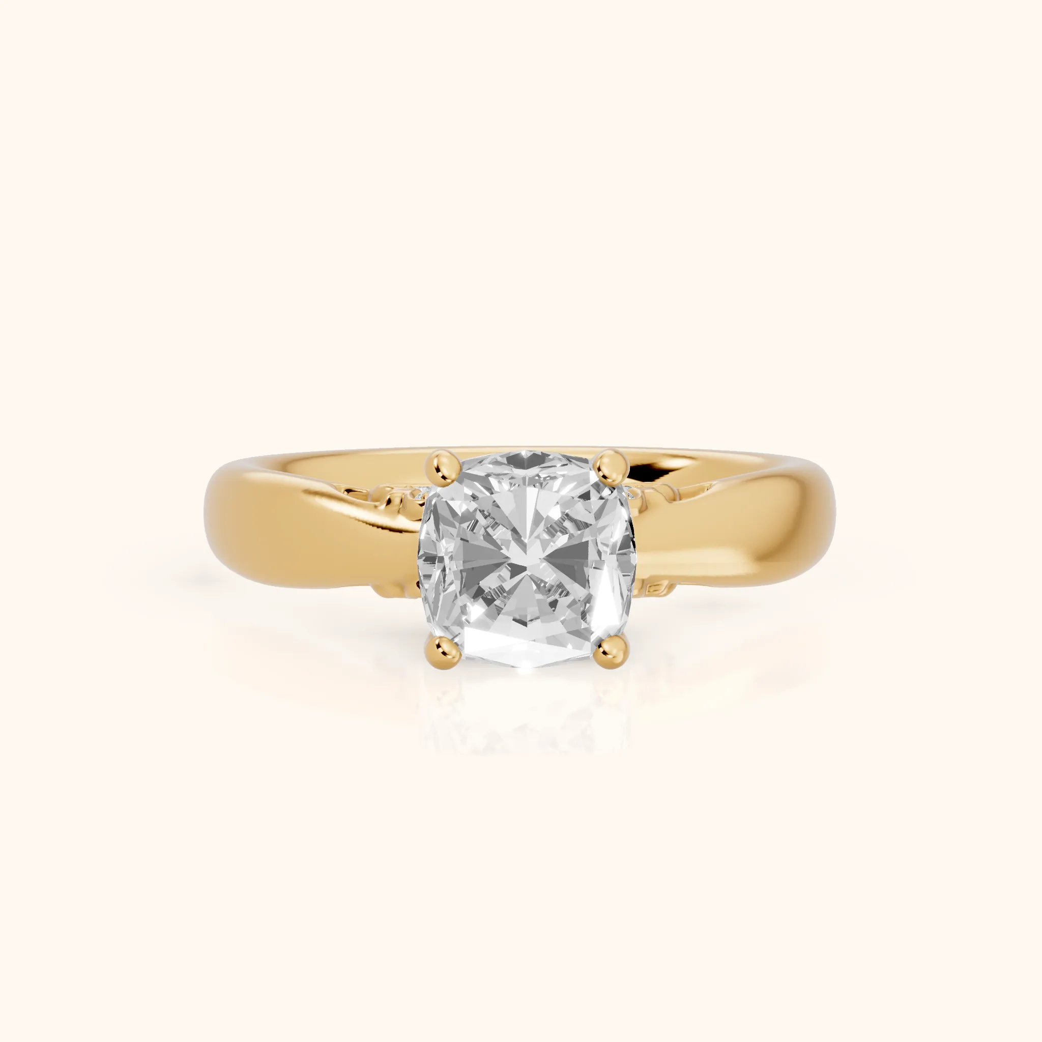 Vanessa Cathedral Cushion Diamond Engagement Ring in Yellow Gold — view 1