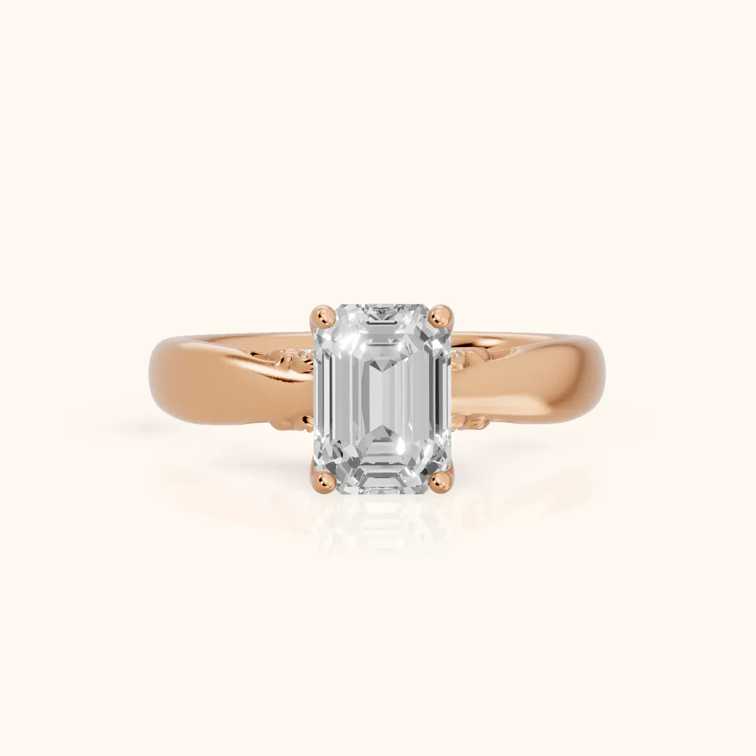 Vanessa Cathedral Emerald Diamond Engagement Ring in Rose Gold — view 2