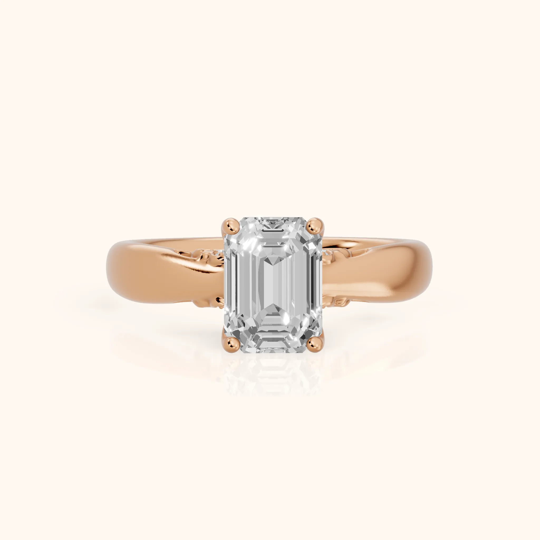 Vanessa Cathedral Emerald Diamond Engagement Ring in Rose Gold — view 1