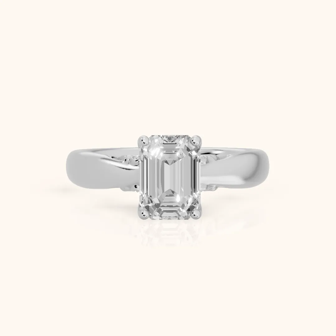 Vanessa Cathedral Emerald Diamond Engagement Ring in Platinum — view 2