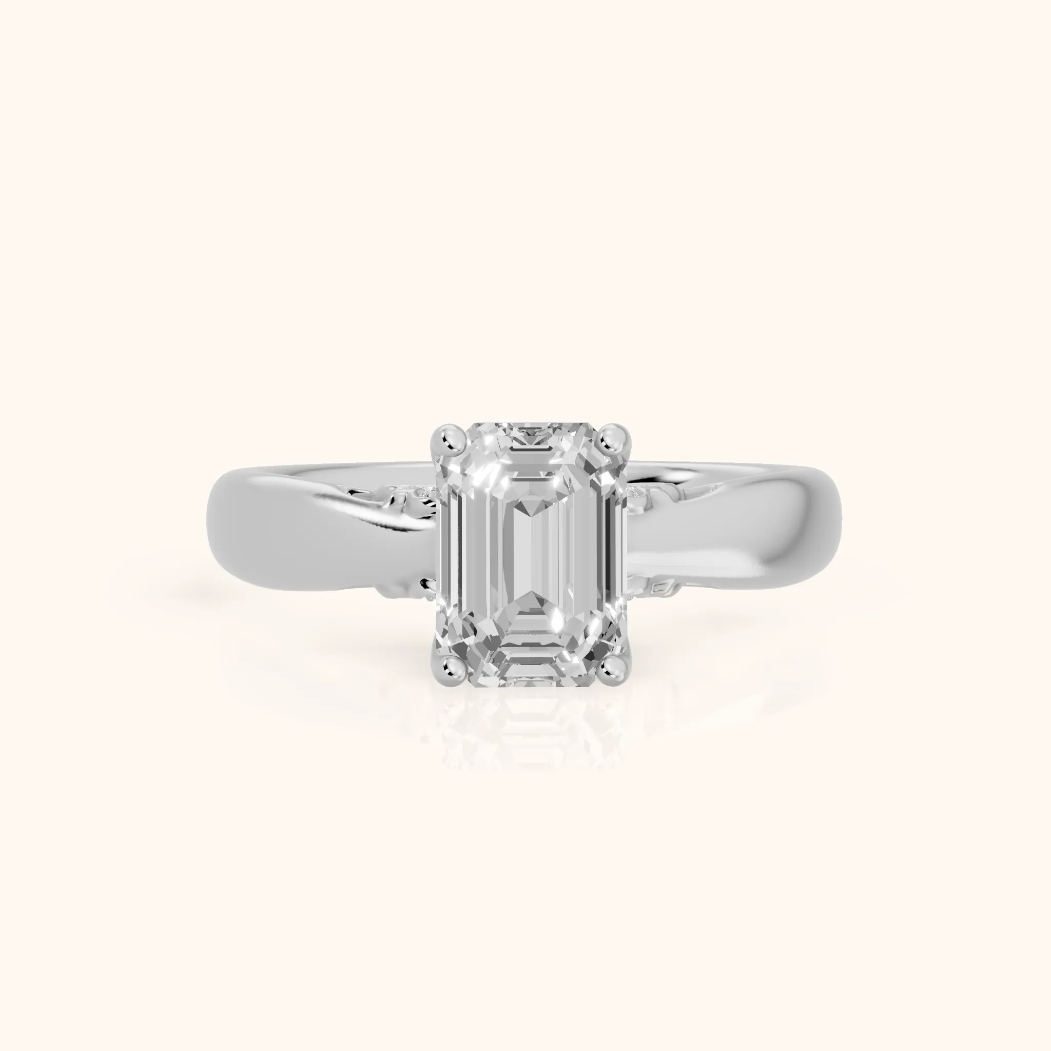 Vanessa Cathedral Emerald Diamond Engagement Ring in Platinum — view 1