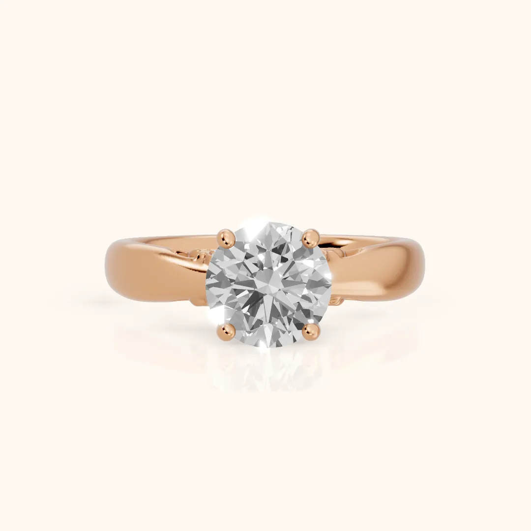Vanessa Cathedral Round Diamond Engagement Ring in Rose Gold — view 2