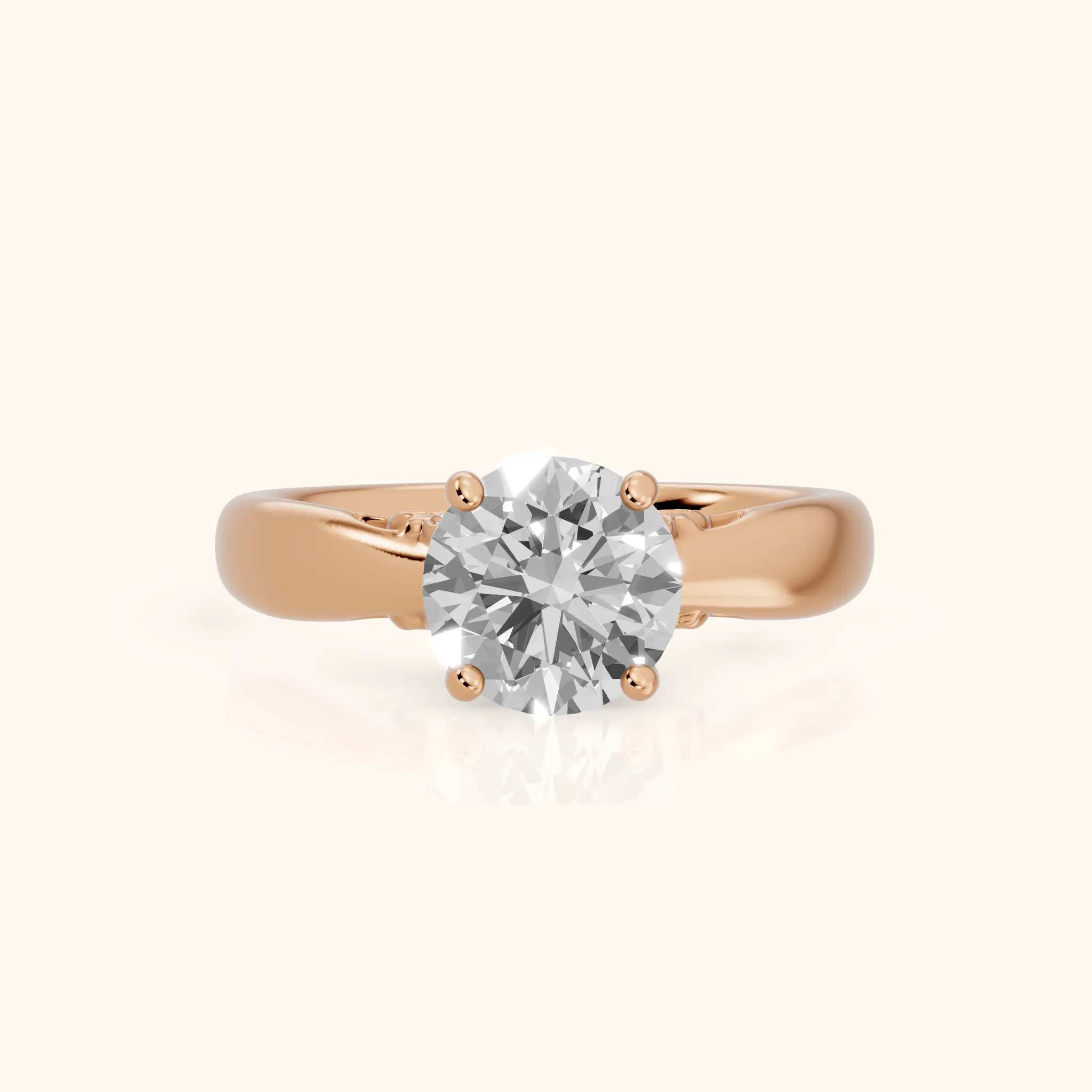 Vanessa Cathedral Round Diamond Engagement Ring in Rose Gold — view 1