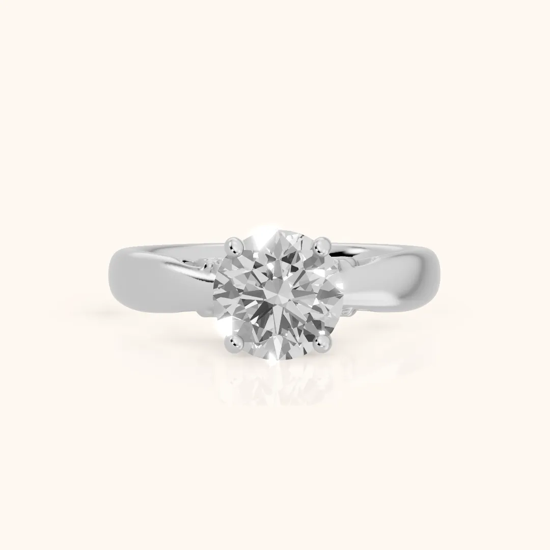 Vanessa Cathedral Round Diamond Engagement Ring in White Gold — view 2