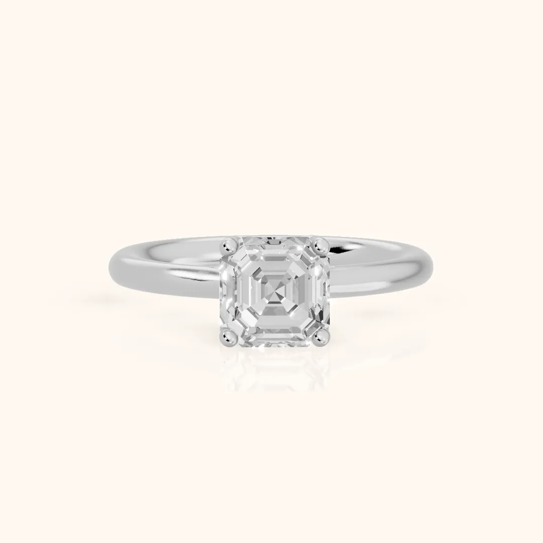 Benita Leaf Asscher Diamond Engagement Ring in Silver — view 2