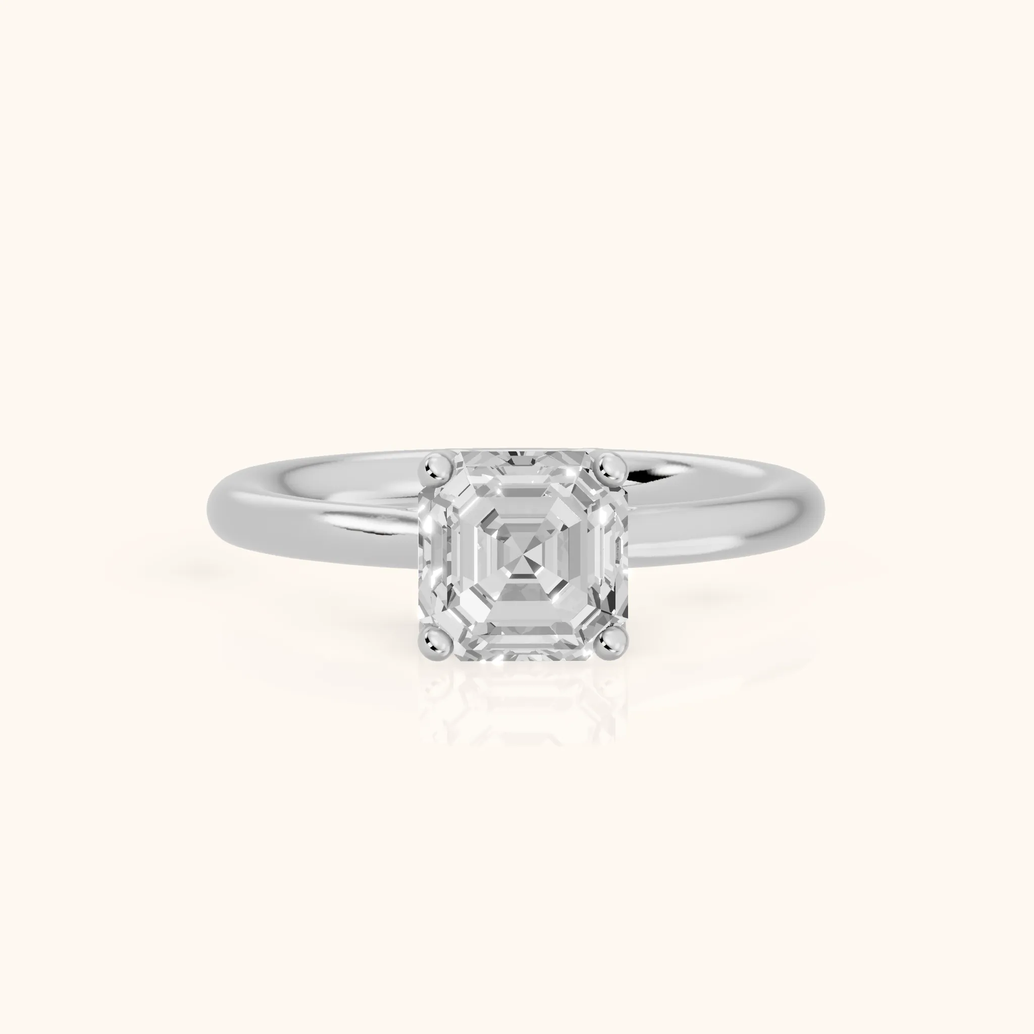 Benita Leaf Asscher Diamond Engagement Ring in Silver — view 1