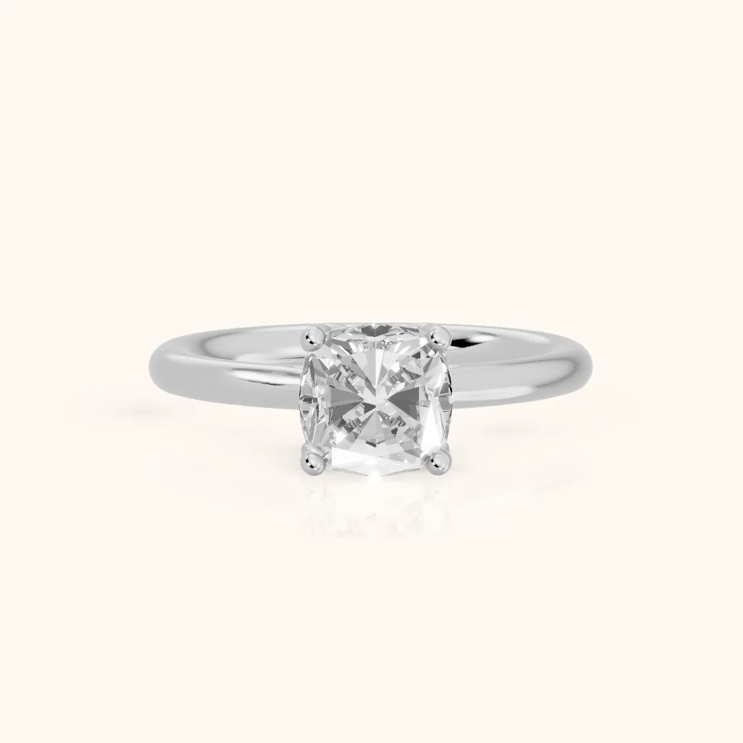 Benita Leaf Cushion Diamond Engagement Ring in Silver — view 2