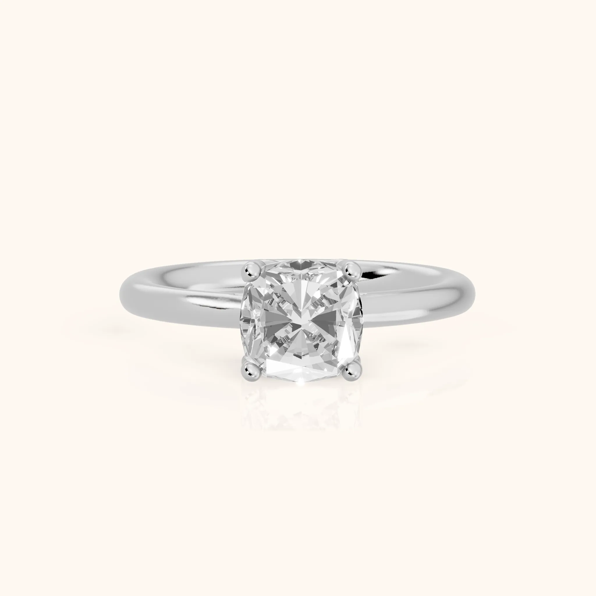 Benita Leaf Cushion Diamond Engagement Ring in Silver — view 1