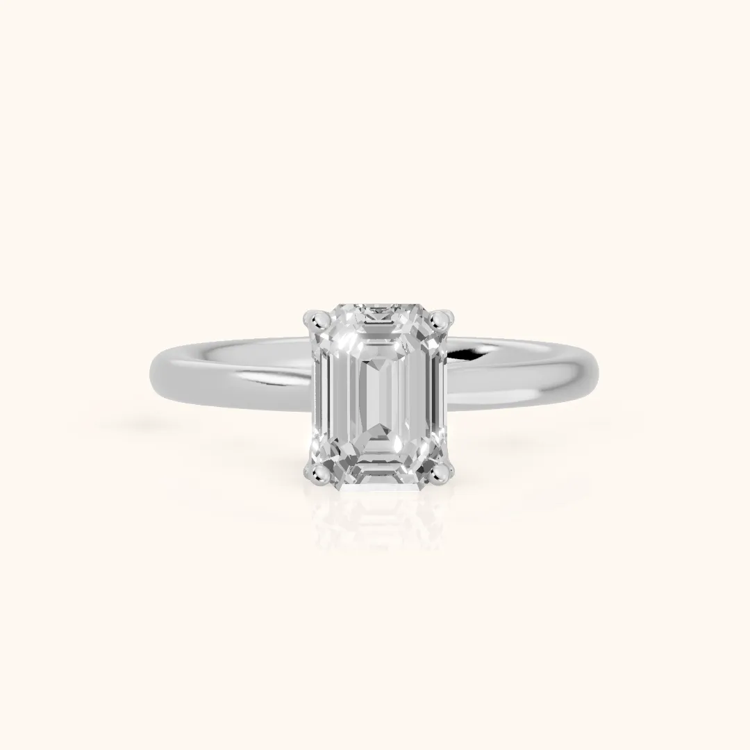 Benita Leaf Emerald Diamond Engagement Ring in Silver — view 2