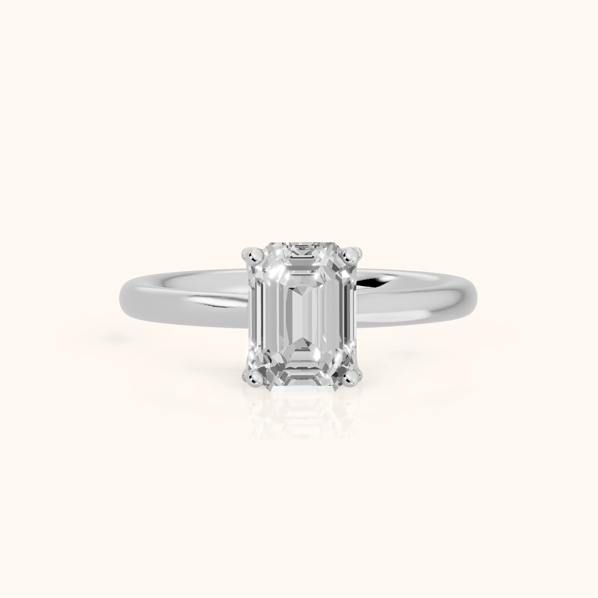 Benita Leaf Emerald Diamond Engagement Ring in Silver — view 1