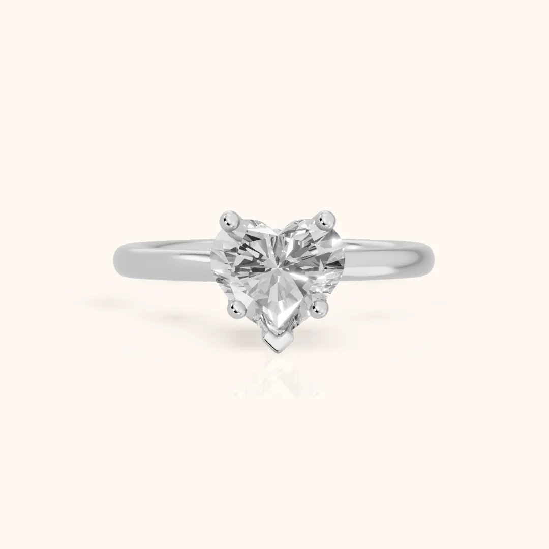 Benita Leaf Heart Diamond Engagement Ring in Platinum — view 2