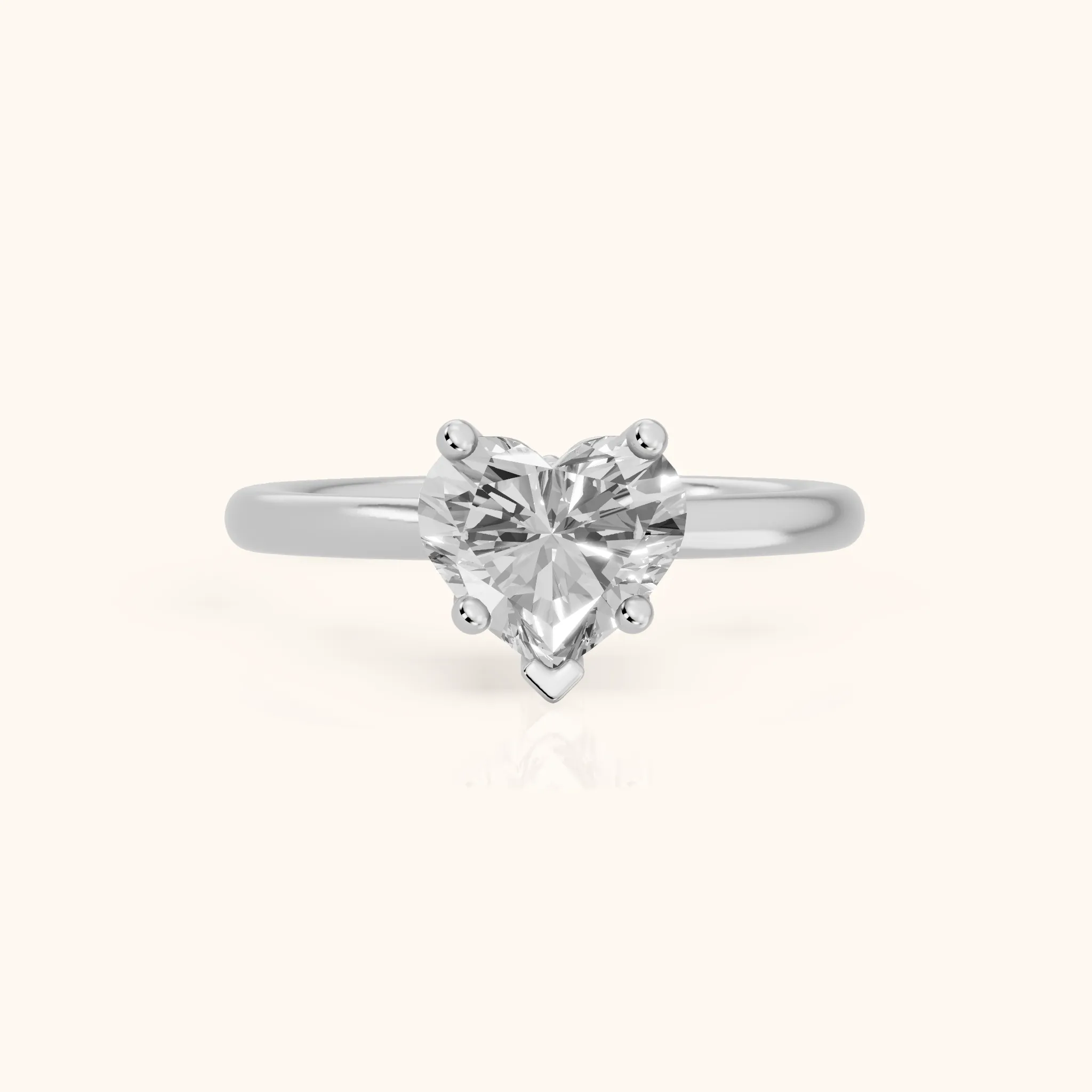 Benita Leaf Heart Diamond Engagement Ring in Platinum — view 1