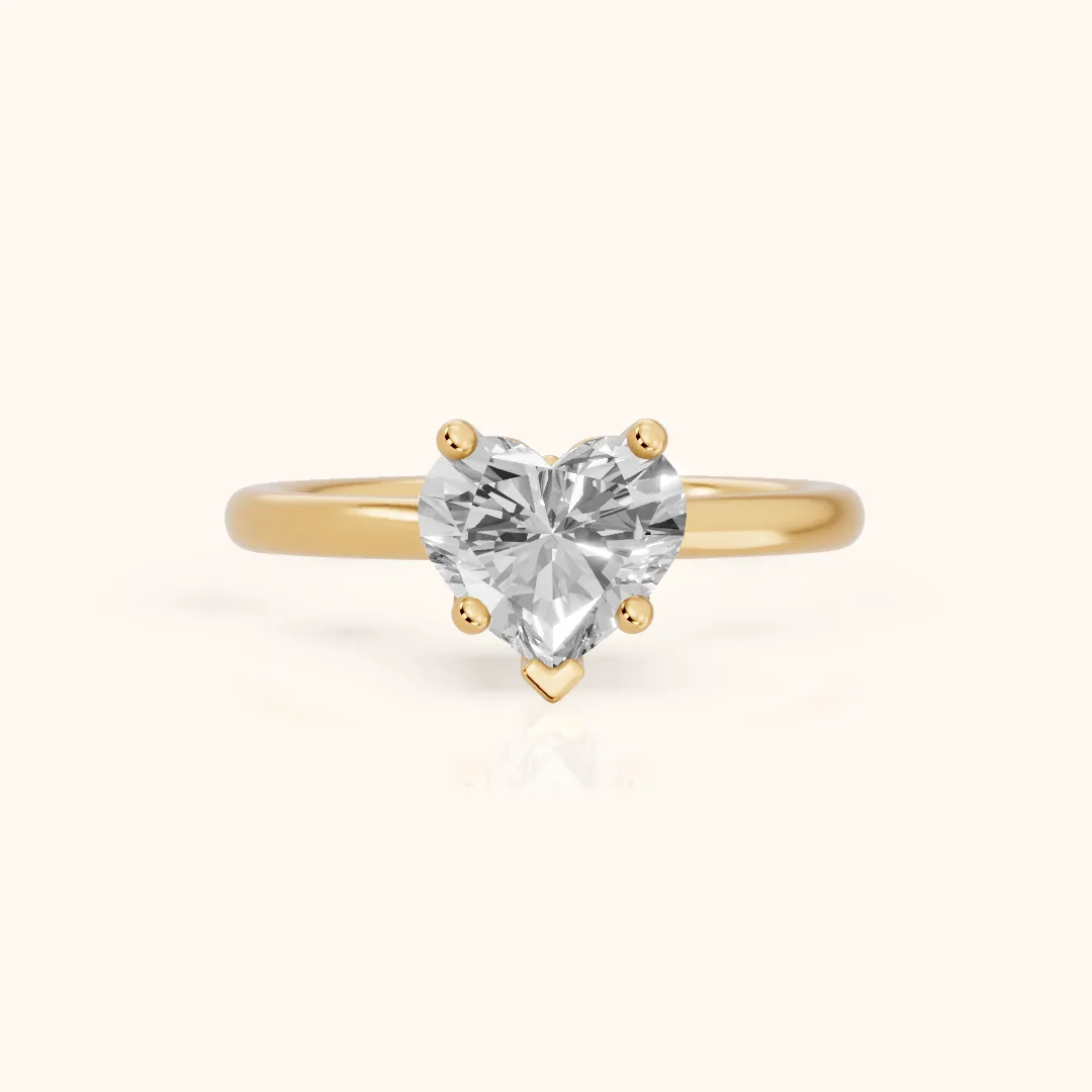 Benita Leaf Heart Diamond Engagement Ring in Yellow Gold — view 2