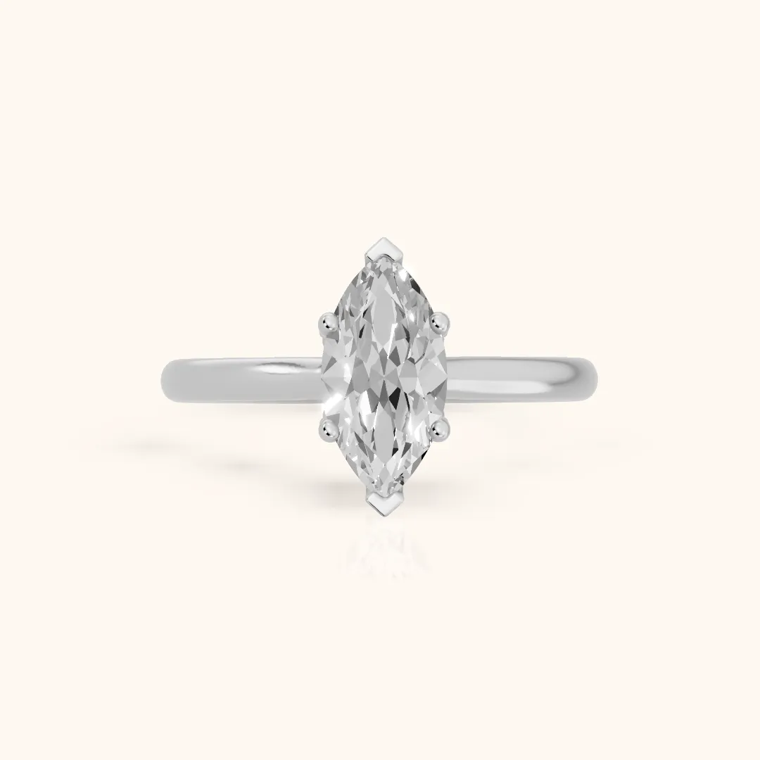 Benita Leaf Marquise Diamond Engagement Ring in White Gold — view 2