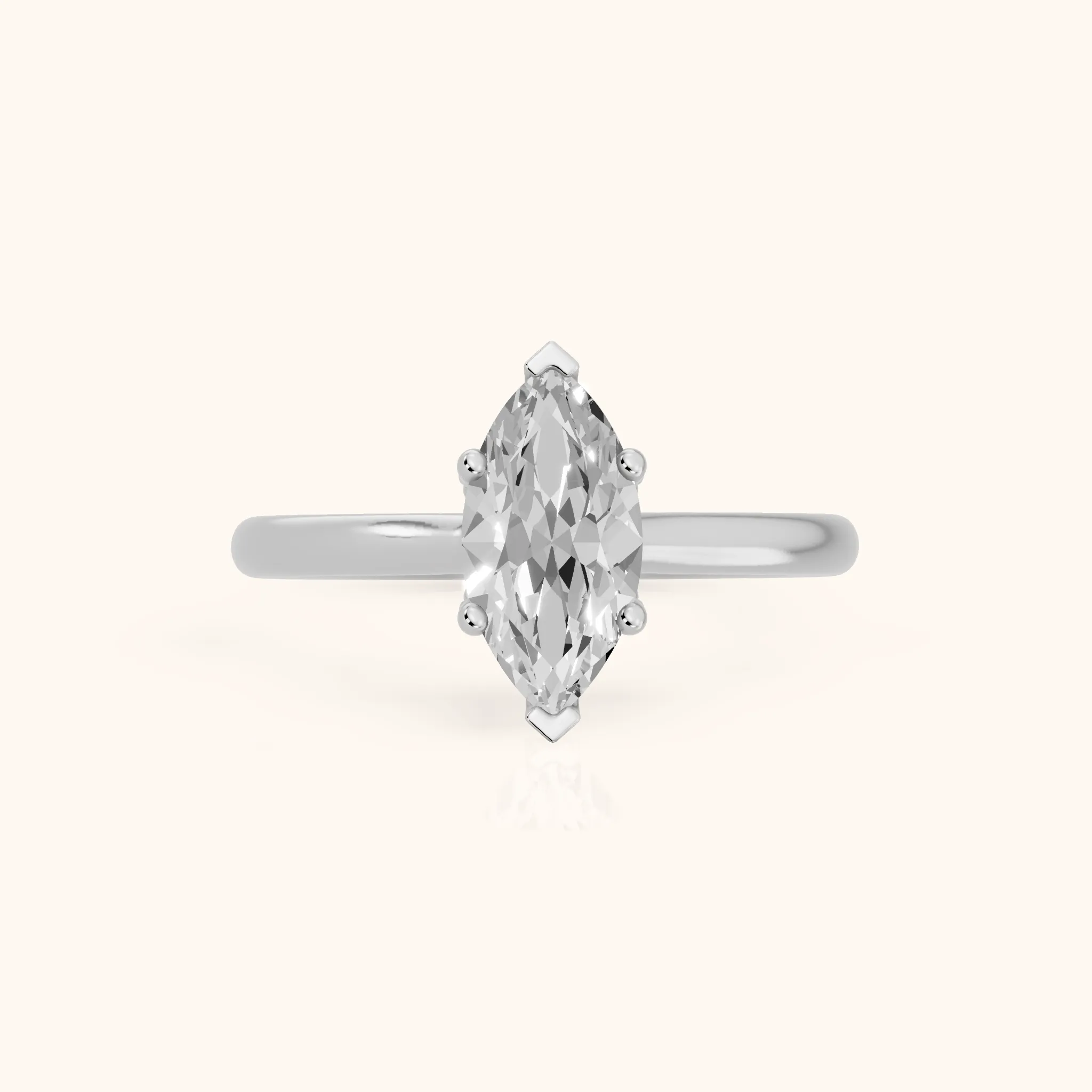 Benita Leaf Marquise Diamond Engagement Ring in White Gold — view 1