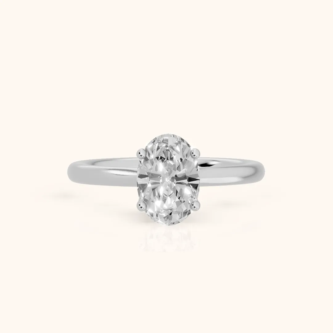 Benita Leaf Oval Diamond Engagement Ring in White Gold — view 2
