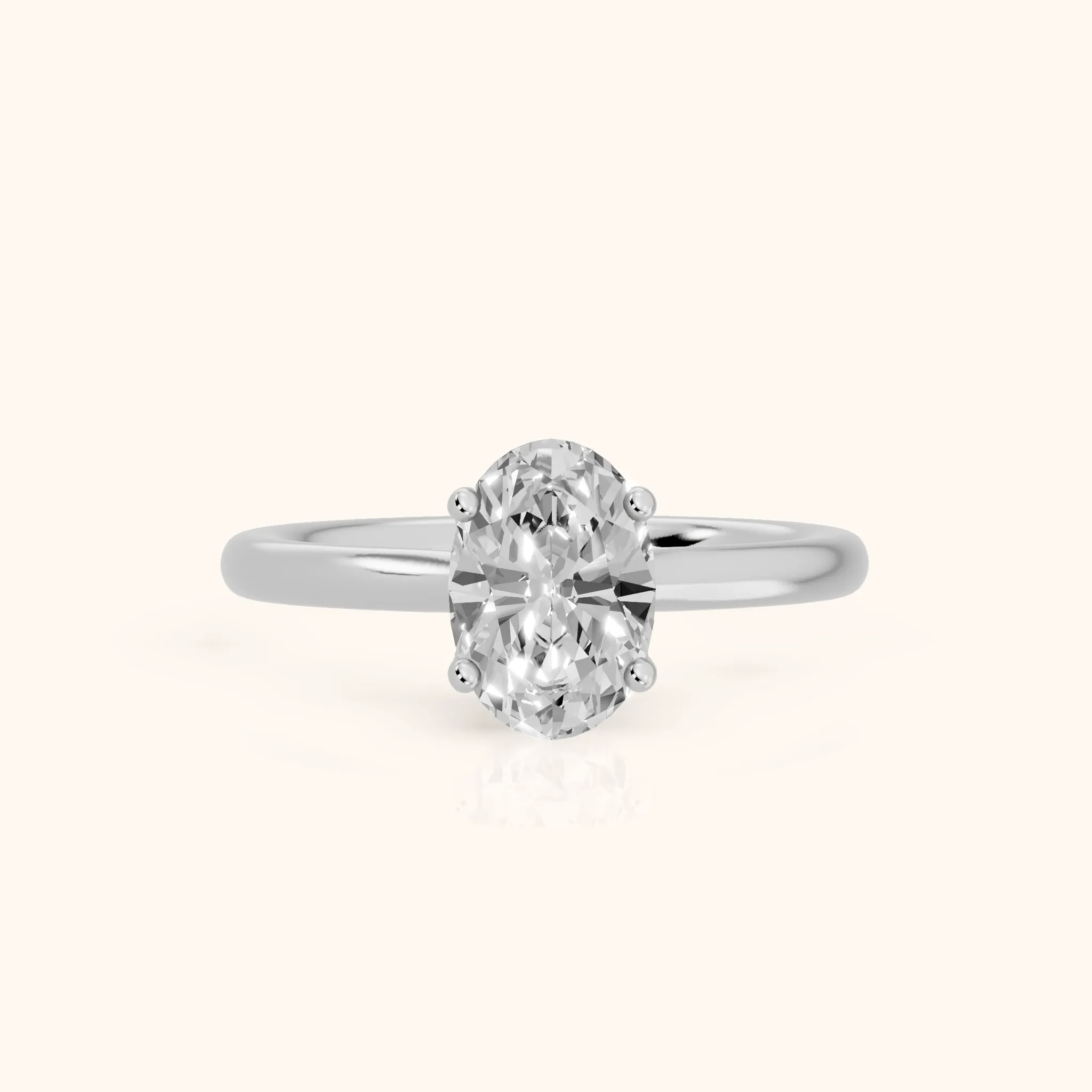 Benita Leaf Oval Diamond Engagement Ring in White Gold — view 1