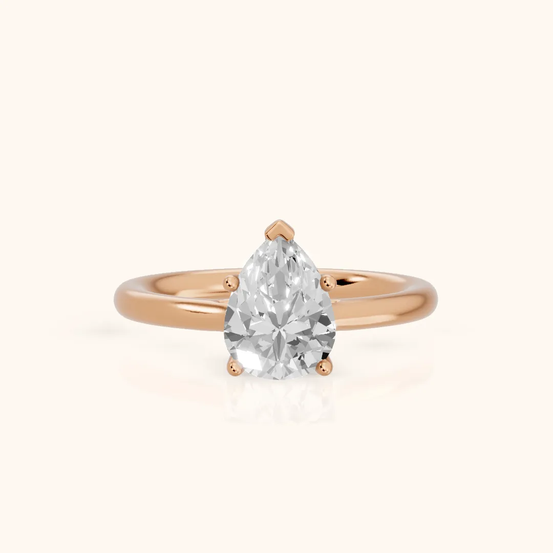 Benita Leaf Pear Diamond Engagement Ring in Rose Gold — view 2