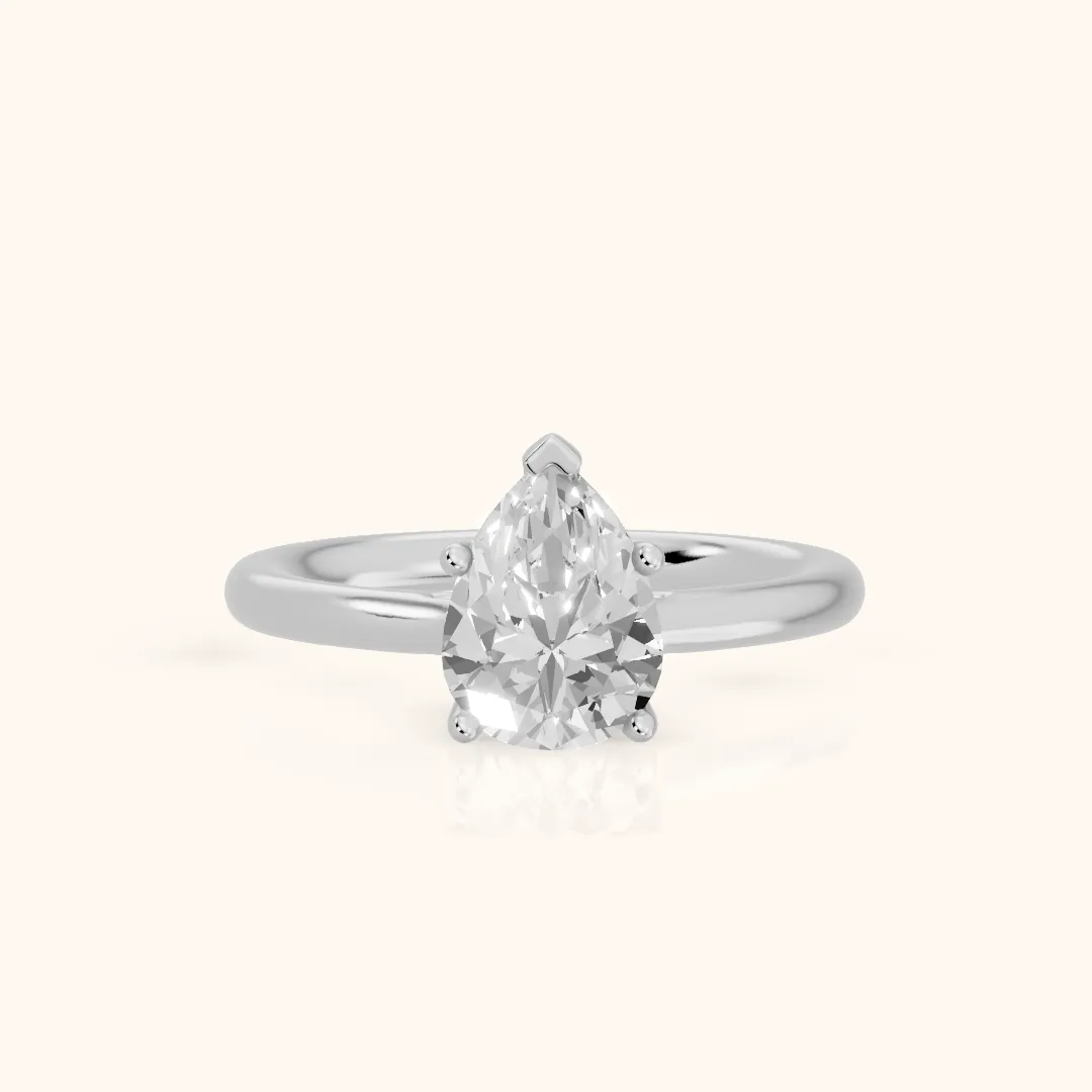 Benita Leaf Pear Diamond Engagement Ring in Platinum — view 2