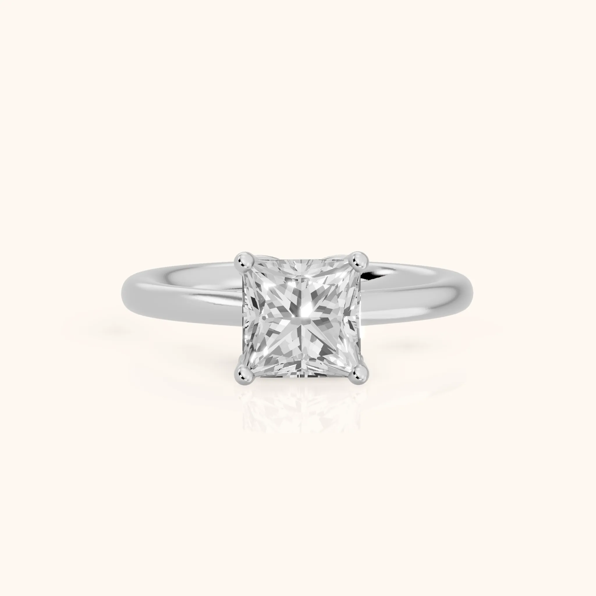 Benita Leaf Princess Diamond Engagement Ring in Platinum — view 1