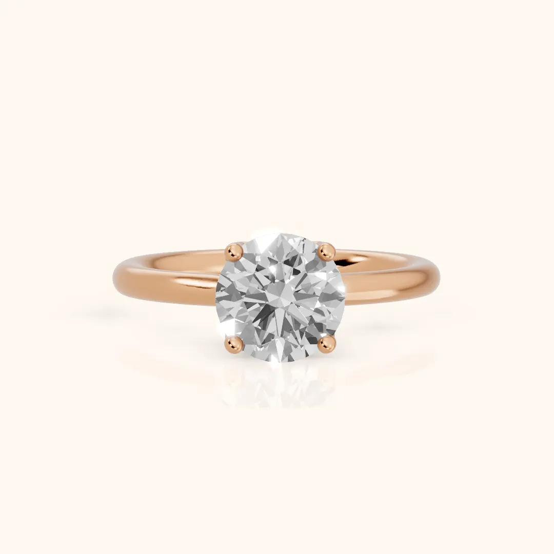 Benita Leaf Round Diamond Engagement Ring in Rose Gold — view 2