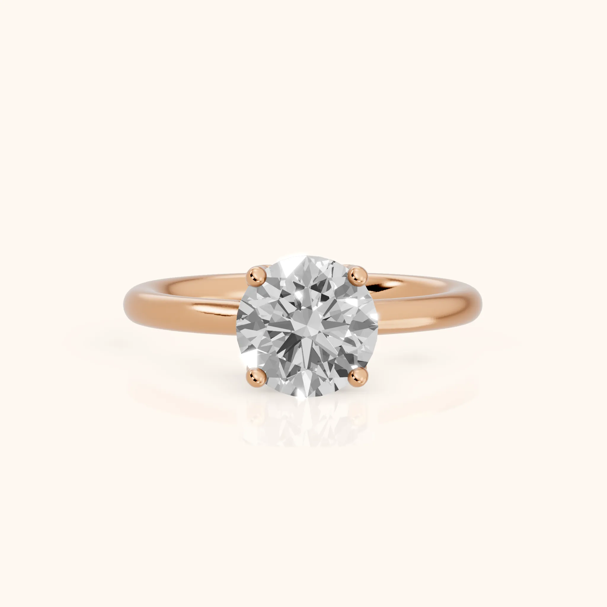 Benita Leaf Round Diamond Engagement Ring in Rose Gold — view 1