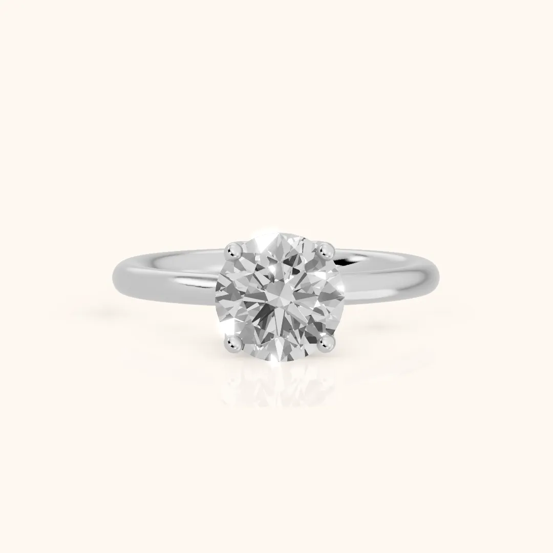 Benita Leaf Round Diamond Engagement Ring in Platinum — view 2