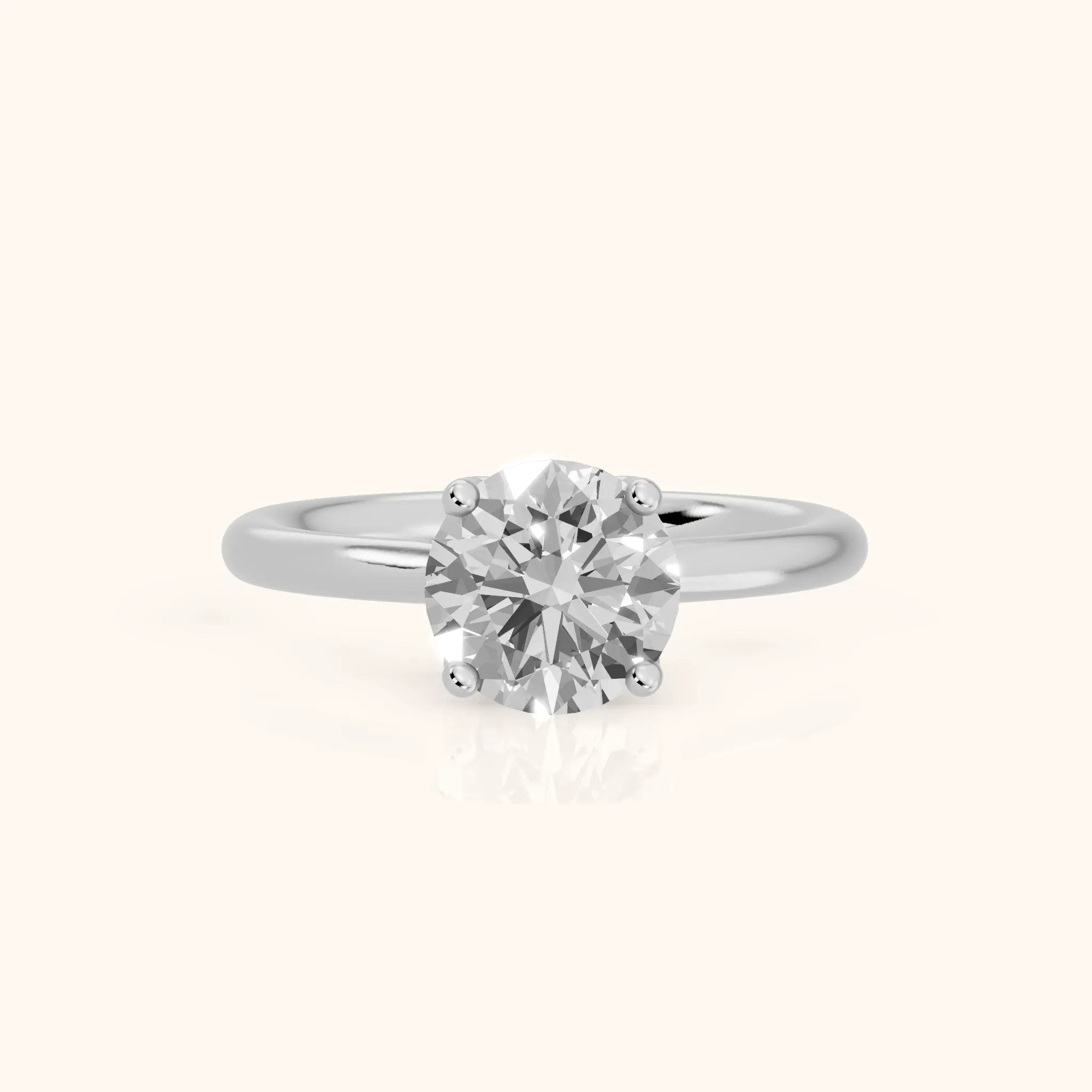 Benita Leaf Round Diamond Engagement Ring in Platinum — view 1