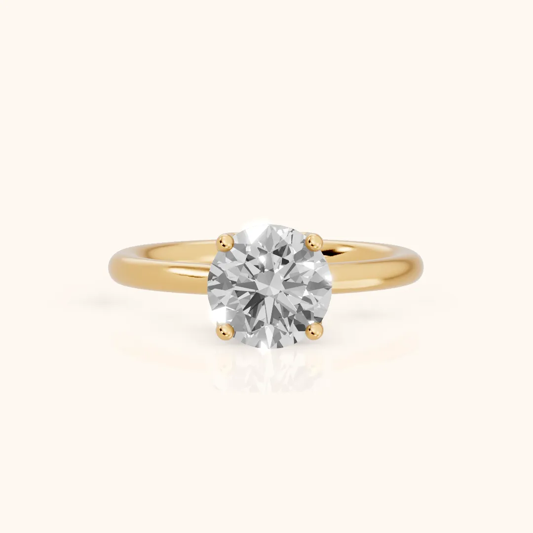 Benita Leaf Round Diamond Engagement Ring in Yellow Gold — view 2