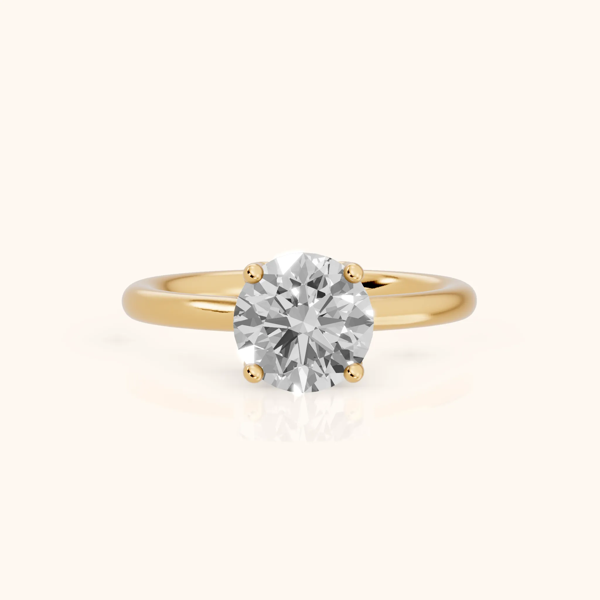 Benita Leaf Round Diamond Engagement Ring in Yellow Gold — view 1