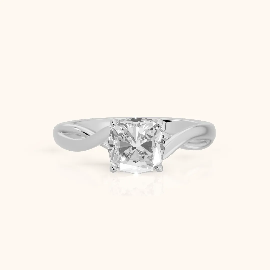 Britta Twist Cushion Diamond Engagement Ring in White Gold — view 2