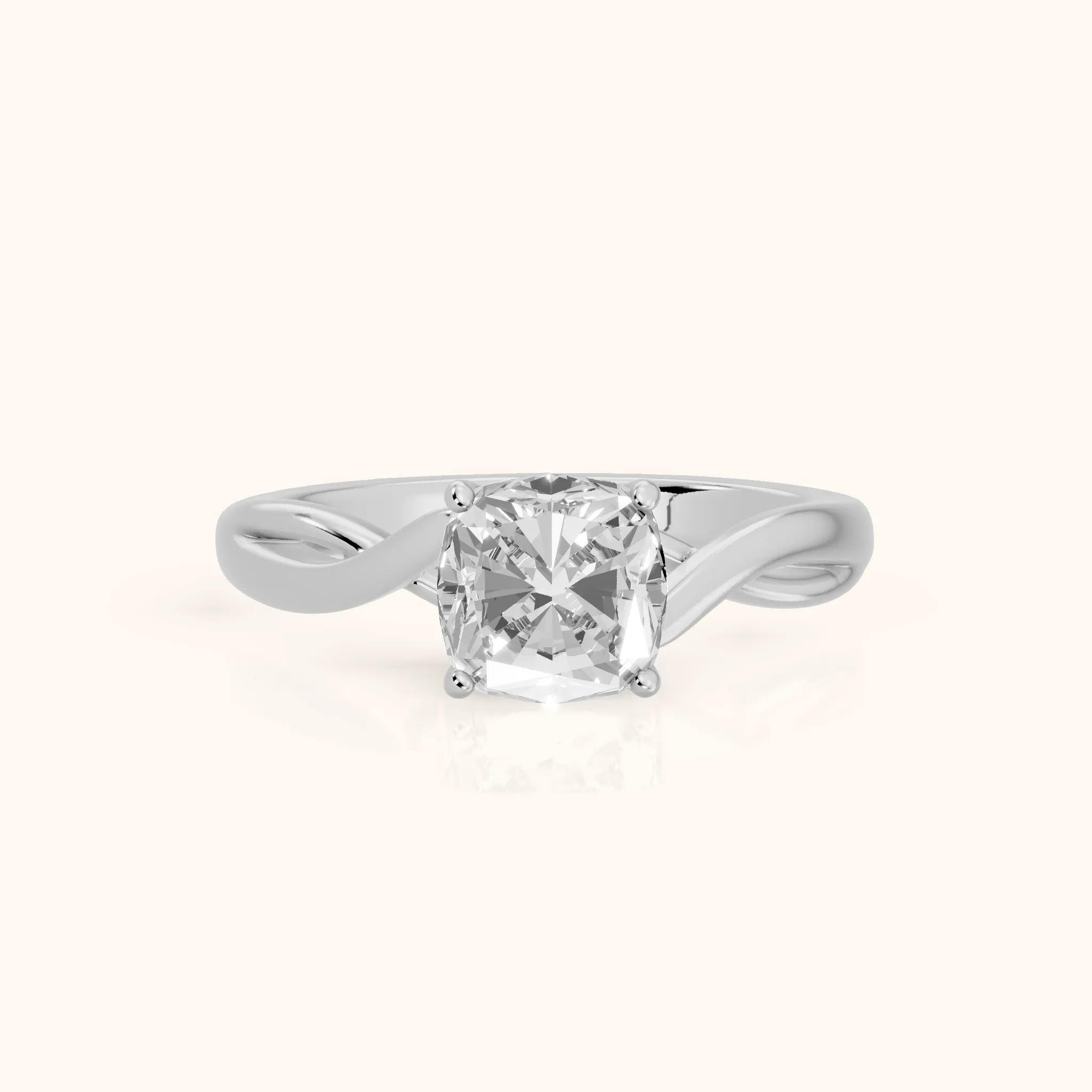 Britta Twist Cushion Diamond Engagement Ring in White Gold — view 1