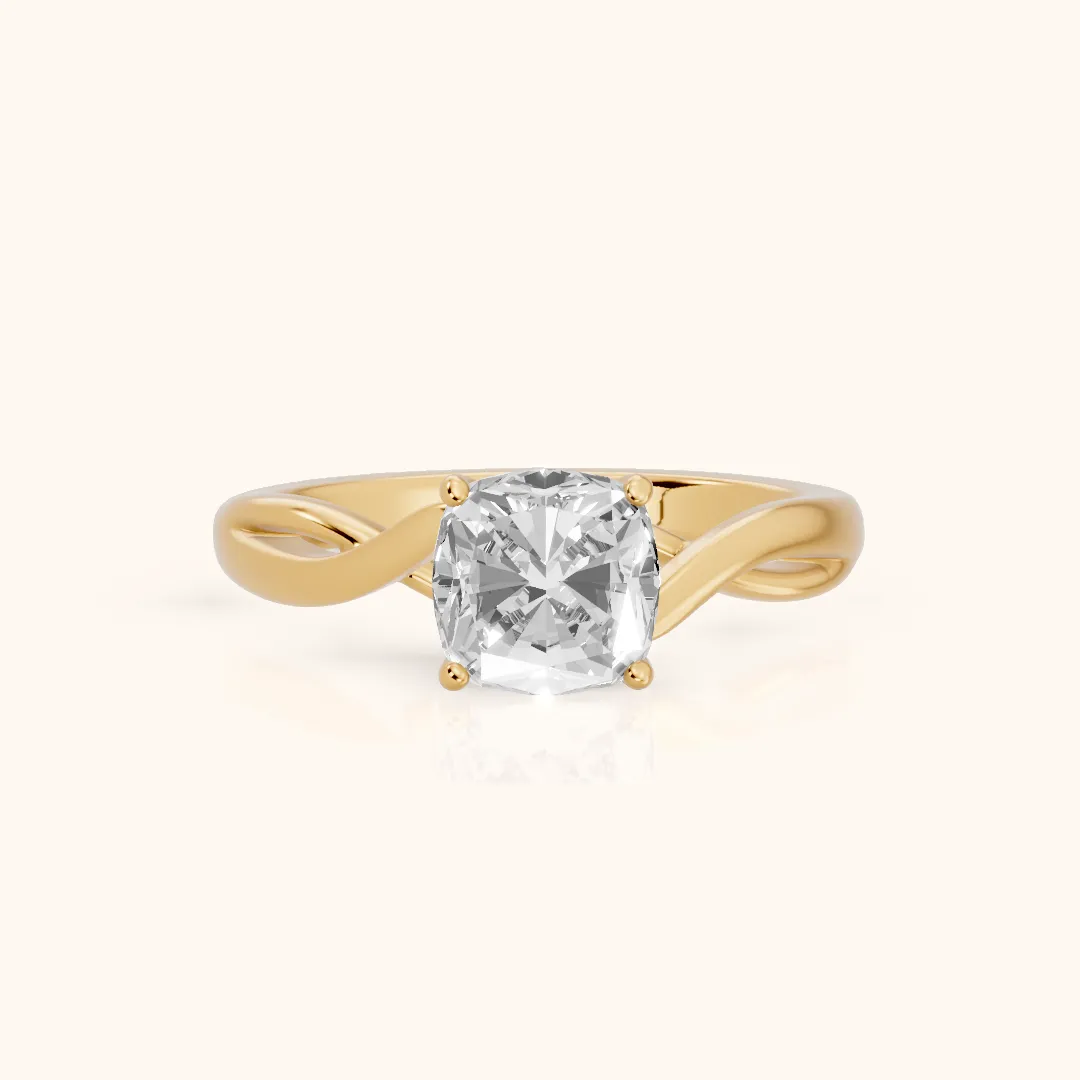 Britta Twist Cushion Diamond Engagement Ring in Yellow Gold — view 2