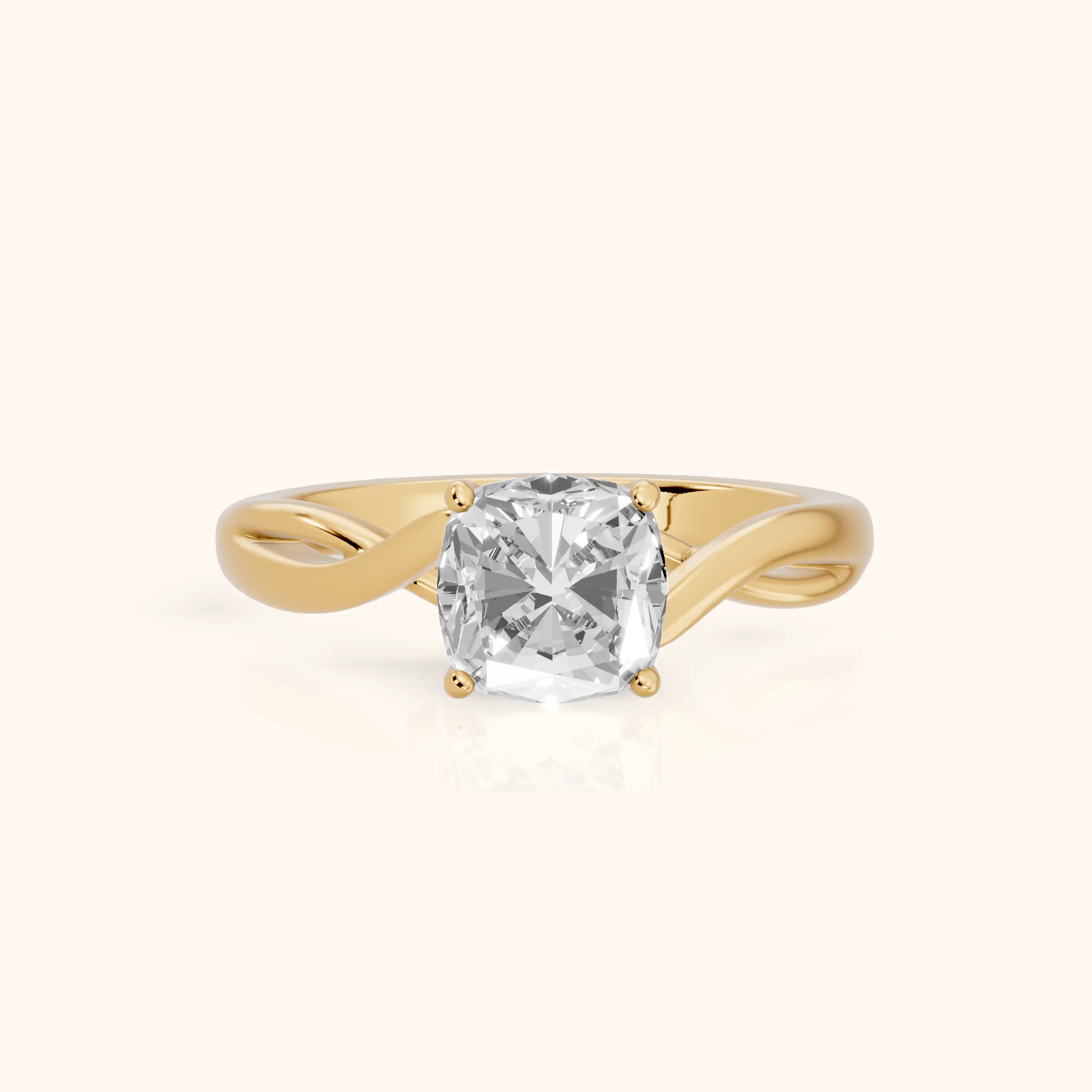 Britta Twist Cushion Diamond Engagement Ring in Yellow Gold — view 1