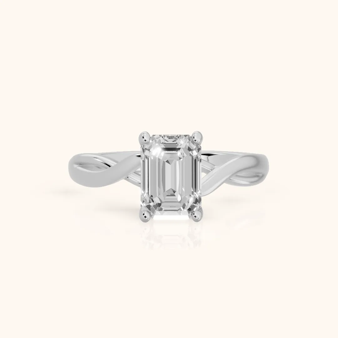 Britta Twist Emerald Diamond Engagement Ring in Silver — view 2