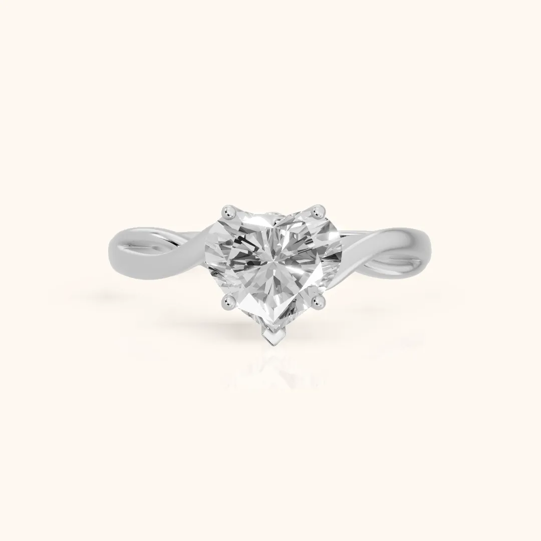 Britta Twist Heart Diamond Engagement Ring in Silver — view 2