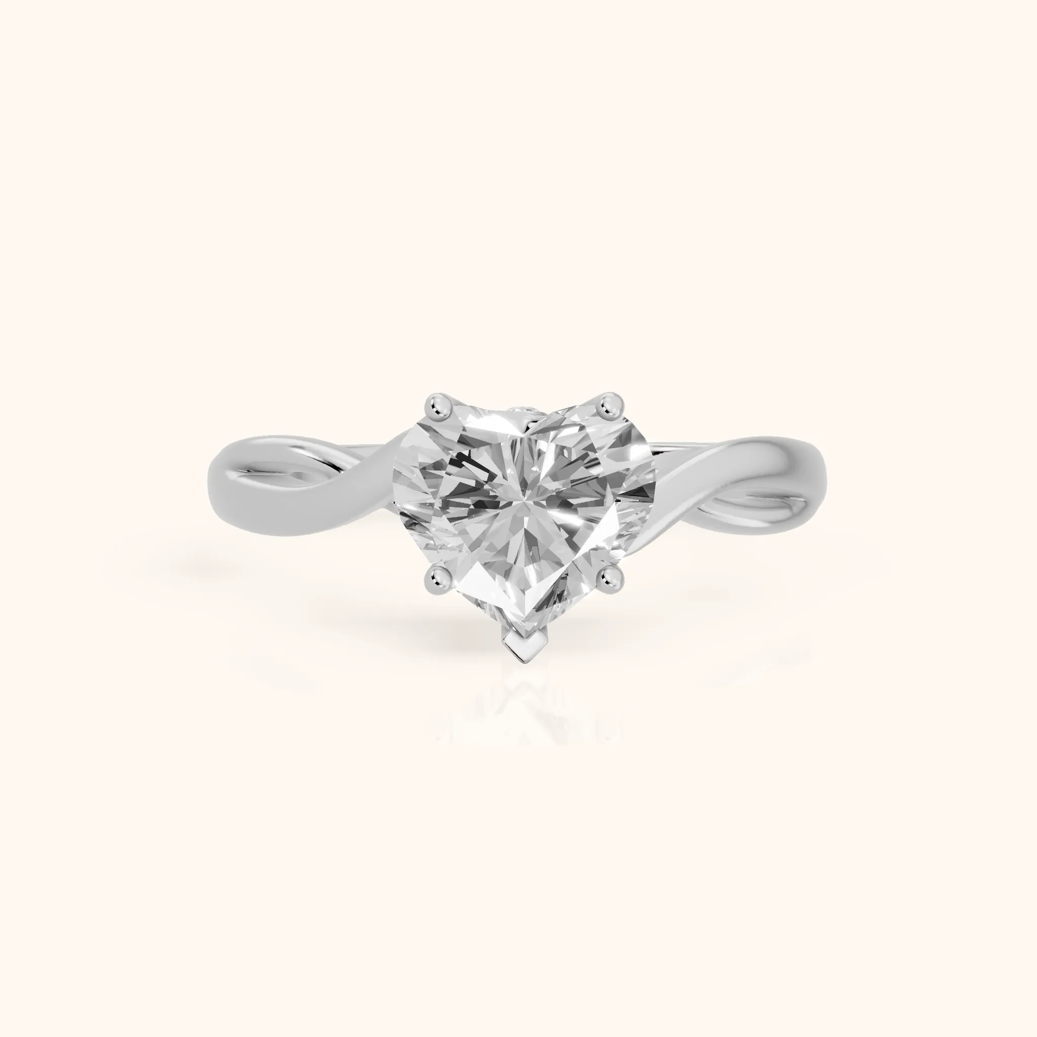 Britta Twist Heart Diamond Engagement Ring in Silver — view 1