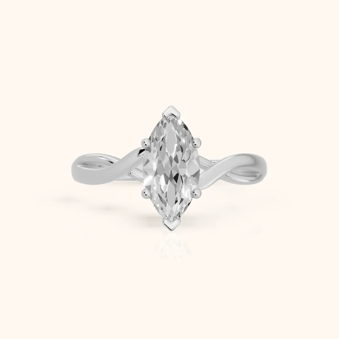Britta Twist Marquise Diamond Engagement Ring in Silver — view 2