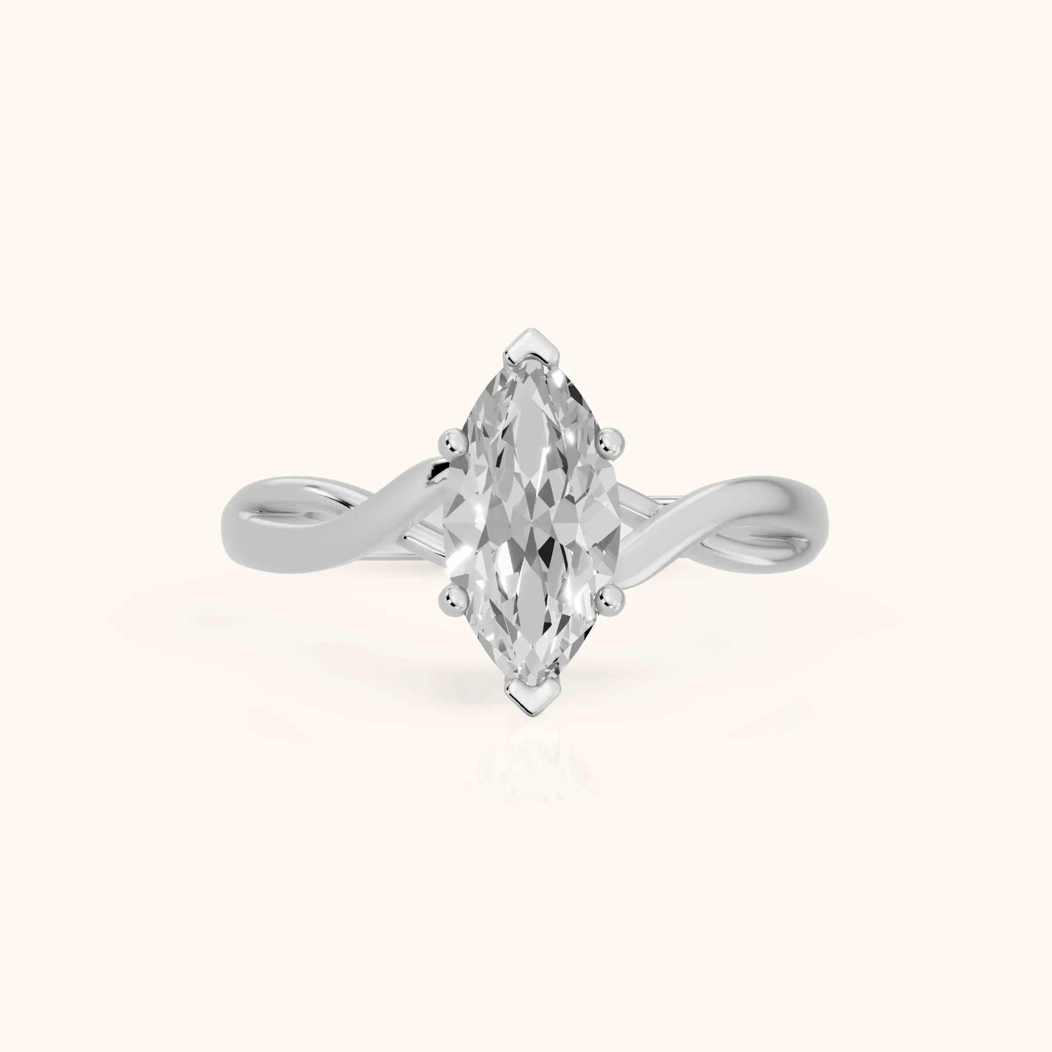Britta Twist Marquise Diamond Engagement Ring in Silver — view 1