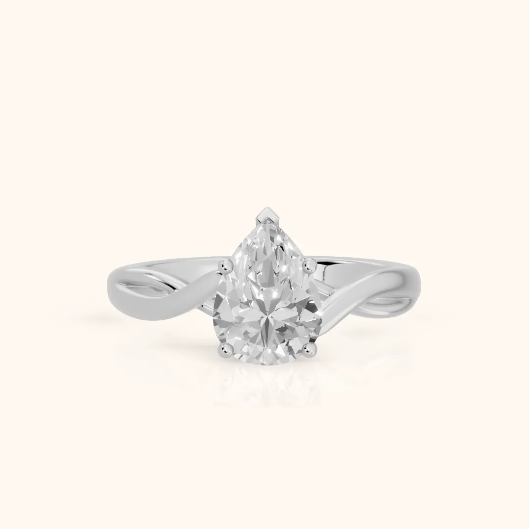 Britta Twist Pear Diamond Engagement Ring in Silver — view 2