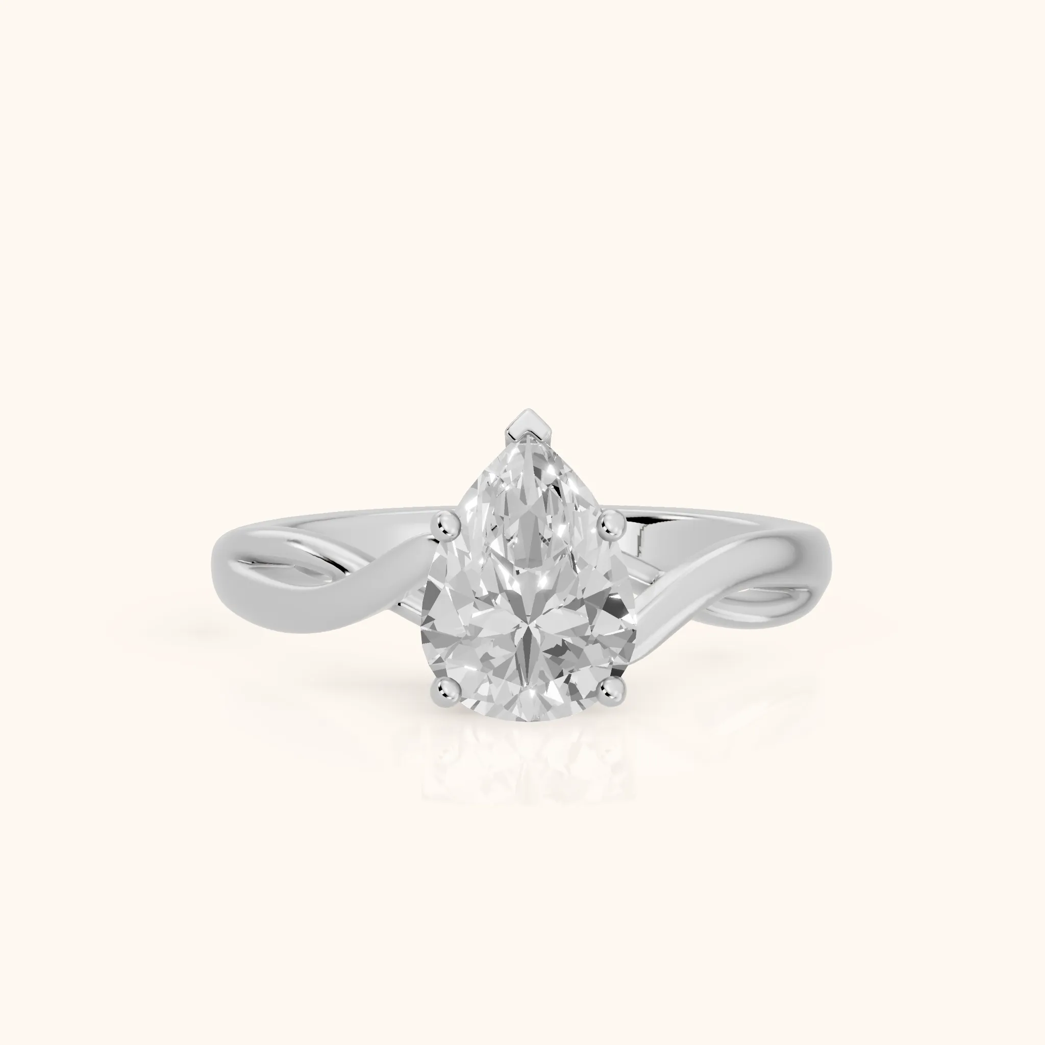 Britta Twist Pear Diamond Engagement Ring in Silver — view 1