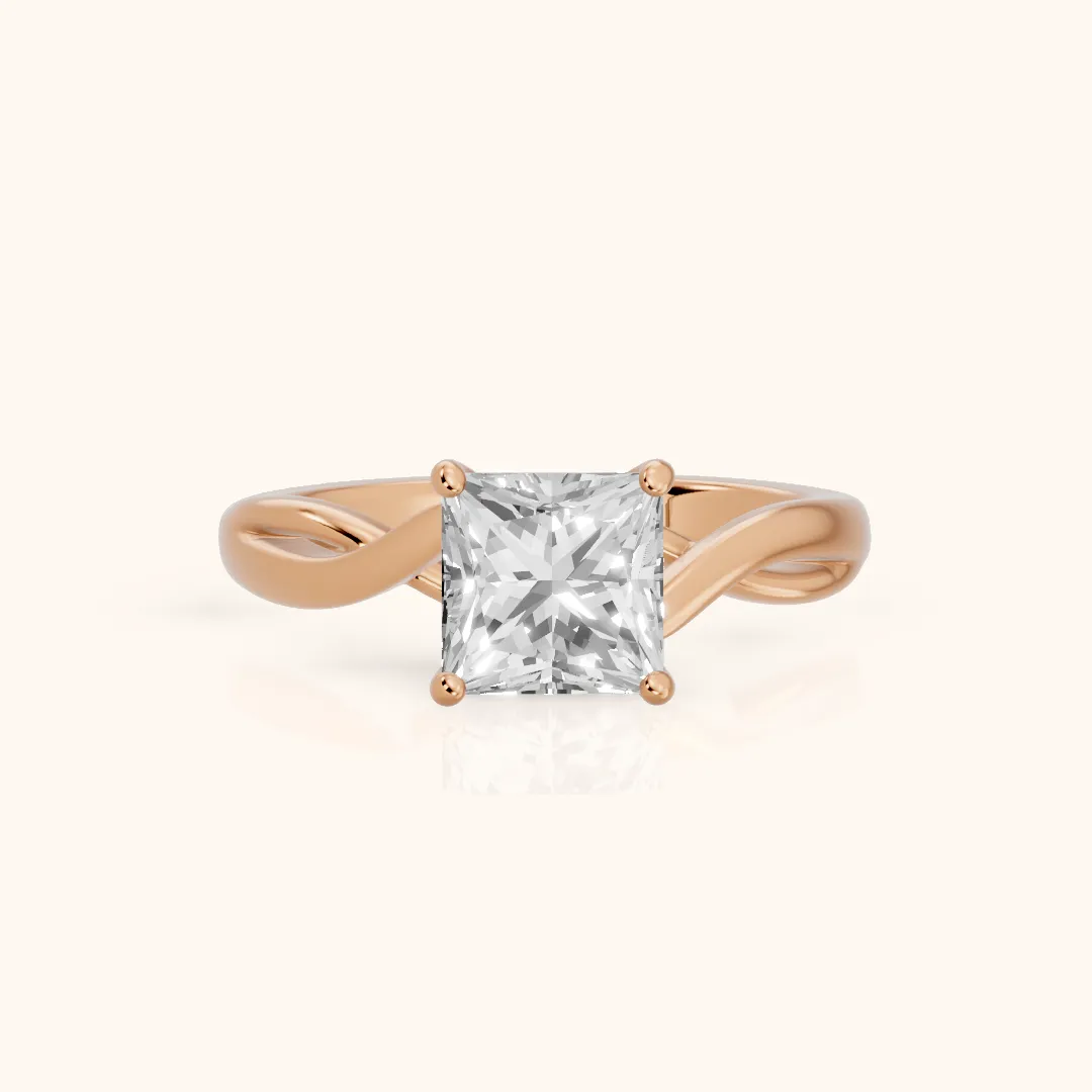 Britta Twist Princess Diamond Engagement Ring in Rose Gold — view 2