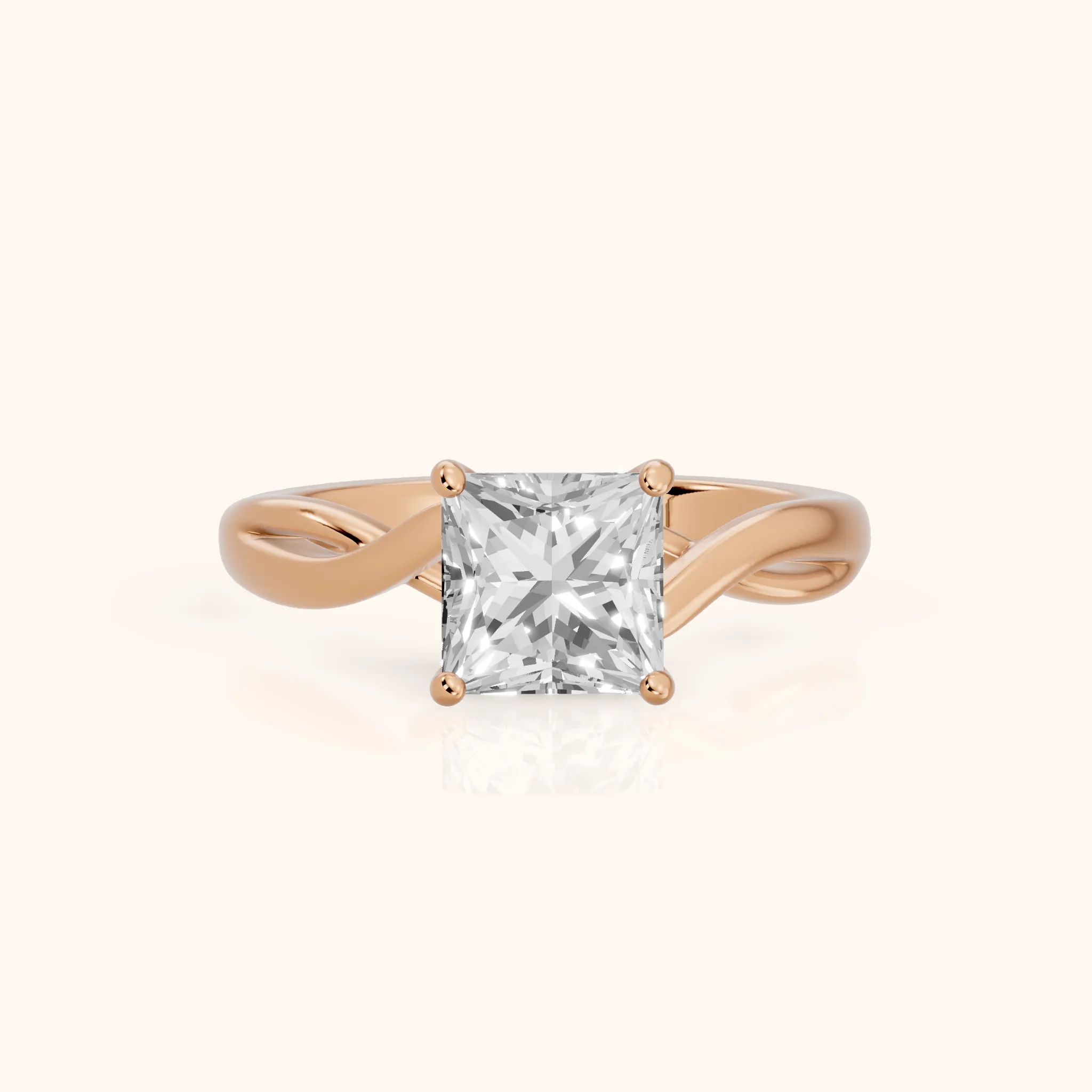 Britta Twist Princess Diamond Engagement Ring in Rose Gold — view 1